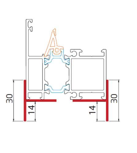 T-Kopplungsprofil für Aluminium-Nebeneingangstüren der Stärke 59 mm