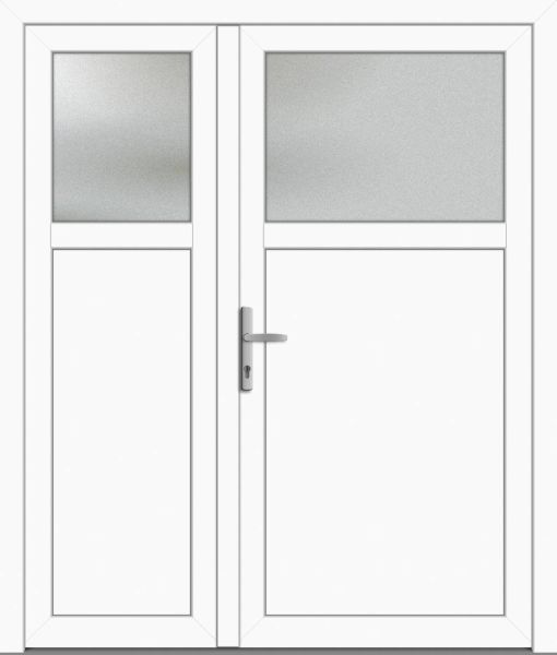 Nebeneingangstür "GIULIA" 60mm (ALU-PVC, glatt, 2-flügelig, Doppeltür, asymmetrisch, weiß)