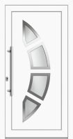 Außenansicht Kunststoff Haustür mit Glas innen öffnend Weiß