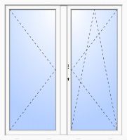 Außenansicht 2-flügelige Balkontür Stulp Dr-Ki-Dr Dr-Ki Weiß abschließbar