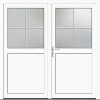 Kunststoff Nebeneingangstür "PAULA-J" 60 mm 2-flügelig symm 4 Sprossenfelder
