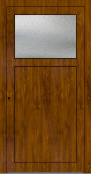 Außenansicht Kunststoff Nebeneingangstür mit 1/3 Glas Golden Oak innen öffnend DIN links
