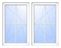 Außenansicht Doppelfenster 4 Sprossen mit Pfosten Dr-Ki Anthrazit