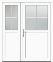 Kunststoff Nebeneingangstür "PAULA-Q" 71 mm 2-flügelig asymm 4 Sprossenfelder
