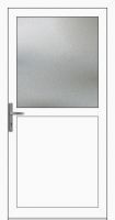 Außenansicht Aluminium Nebeneingangstür mit 1/2 Glas Weiß