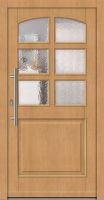 Außenansicht Holz Haustür mit Glas Klarlack