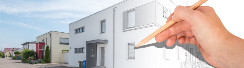 Entwurf eines modernen Hauses mit Bleistift