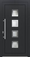 Außenansicht Kunststoff Haustür mit quadratischen Glasflächen Anthrazit