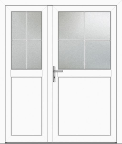 Kunststoff Nebeneingangstür "PAULA-J" 60 mm 2-flügelig asymm 4 Sprossenfelder