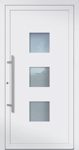 Außenansicht Haustür mit Glas Aluminium innen öffnend DIN links Weiß