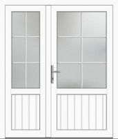 Kunststoff Nebeneingangstür "NICOLE" 74 mm 2-flügelig asymm 6 Sprossenfelder