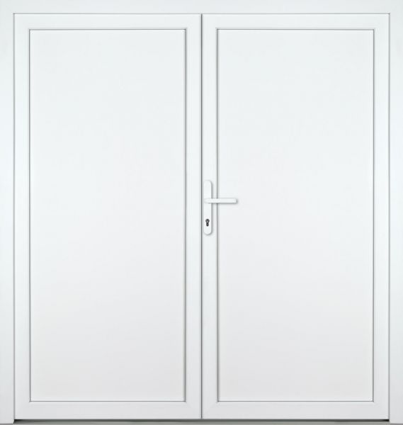 Kunststoff-Aluminium Nebeneingangstür &quot;DIANA-M&quot; 74 mm 2-flügelig Doppeltür symmetrisch