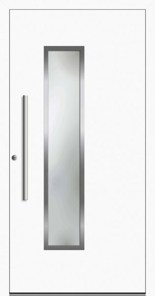 Außenansicht SCHÜCO Aluminium Haustür mit Glas Weiß DIN links