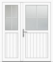 Kunststoff Nebeneingangstür "STEFANIE" 74 mm 2-flügelig asymm 4 Sprossenfelder