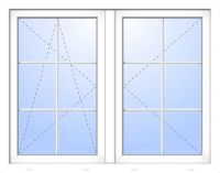 Außenansicht Doppelfenster mit 6 Sprossen Stulp Dr-Ki-Dr Weiß