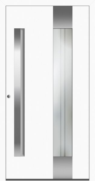 Außensicht Aluminium Haustür mit Griffmulde Weiß
