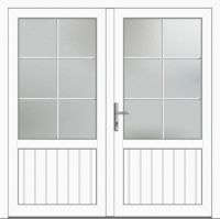 Kunststoff Nebeneingangstür "NICOLE" 74 mm 2-flügelig symm 6 Sprossenfelder