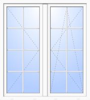 Außenansicht 2-flügelige Balkontür mit 8 Sprossen Stulp Dr-Dr-Ki Weiß