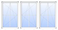 Außenansicht 3- flügeliges Fenster 4 Sprossen mit Pfosten Dr-Ki Weiß