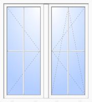 Außenansicht 2-flügelige Balkontür mit 4 Sprossen Stulp Dr-Dr-Ki Weiß
