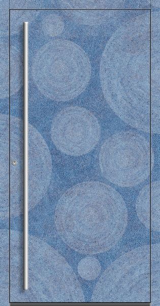 Außenansicht Aluminium-Keramik-Tür Holos Aegean Blue innen öffnend DIN links