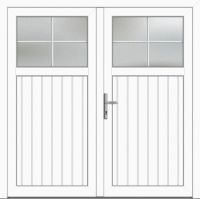 Kunststoff Nebeneingangstür "SANDRA" 74 mm 2-flügelig symm 4 Sprossenfelder