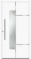Außenansicht SCHÜCO Aluminium Haustür mit Glas Weiß DIN links