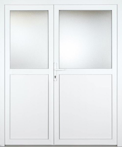 Nebeneingangstür "ANASTASIA 1/2" 70mm (ALU-PVC, glatt, 2-flügelig, Doppeltür, asymmetrisch, weiß)