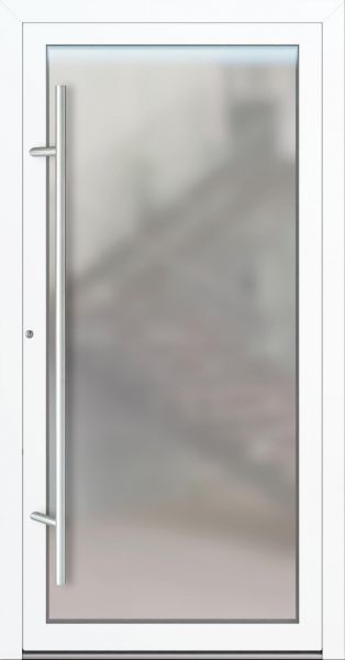 Außenansicht Glashaustür Aluminium Satinato/Milchglas Weiß