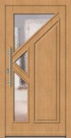 Außenansicht Holz Haustür mit Glas Klarlack