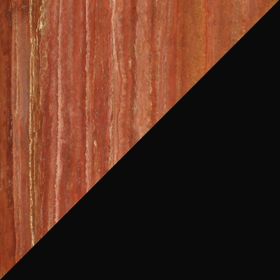 Travertino Rosso (Stein außen) / Tiefschwarz (RAL 9005 innen)