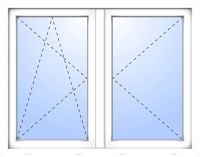 Außenansicht Doppelfenster Stulp DIN links Weiß
