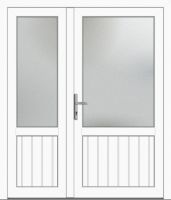 Außenansicht Doppeltür Nebeneingangstür asymmetrisch genutet Weiß