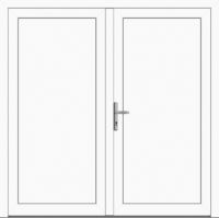 Außenansicht zweiflügelige Nebeneingangstür symmetrisch Weiß