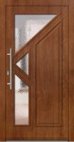 Außenansicht Holz Haustür mit Glas Mahagonioptik-Lasur