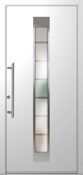 Außenansicht Kunststoff-Aluminium Haustür innen öffnend DIN links Weiß