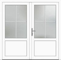 Kunststoff Nebeneingangstür "CELINE-M" 74 mm 2-flügelig symm 4 Sprossenfelder