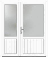 Außenansicht Doppeltür Nebeneingangstür asymmetrisch genutet Weiß