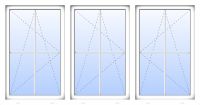 Außenansicht 3- flügeliges Fenster 4 Sprossen mit Pfosten Dr-Ki Weiß
