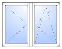 Außenansicht Doppelfenster Stulp DIN rechts Weiß