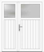 Außenansicht Doppeltür Nebeneingang asymmetrisch genutet Weiß