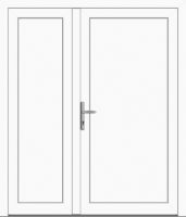 Außenansicht zweiflügelige Nebeneingangstür asymmetrisch Weiß