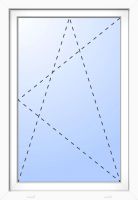 Außenansicht 1-flügeliges Fenster 71 mm Weiß innen öffnend DIN links