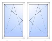Außenansicht 2-flügeliges Fenster 71 mm Weiß fester Pfosten