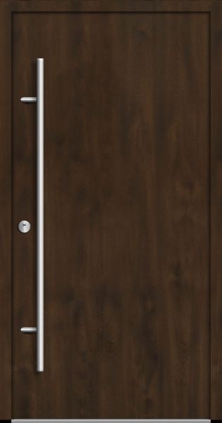 Außenansicht Aluminium Haustür ohne Glas Nussbaum