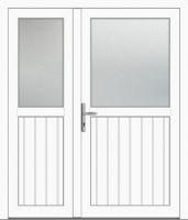 Außenansicht Doppeltür Nebeneingangstür asymmetrisch genutet Weiß