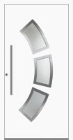 Außenansicht Aluminium Haustür mit Glas innen öffnend DIN links Weiß