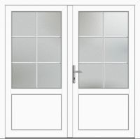 Kunststoff Nebeneingangstür "CELINE-M" 74 mm 2-flügelig symm 6 Sprossenfelder