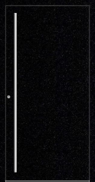 Außenansicht Aluminium-Stein-Tür Nero Assoluto innen öffnend DIN links