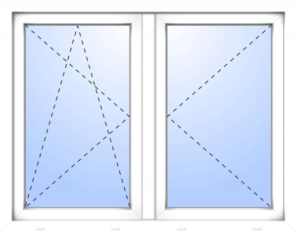 Kunststoff Fenster &quot;PEPE&quot; 74 mm 2-fach Verglasung symmetrisch Dreh / Dreh-Kipp Stulp 2-flügelig